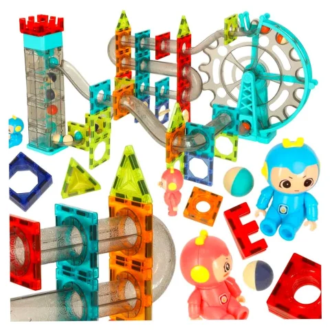 Klocki magnetyczne magnetic sticks marble tor kulkowy z dźwiękiem muzyką grający 118 elementów