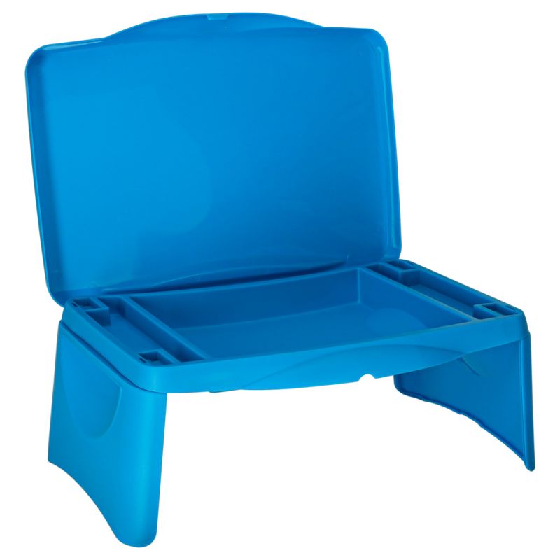Stolik samochodowy do auta podróżny przenośny składany dla dzieci ze schowkiem niebieski - obrazek 4
