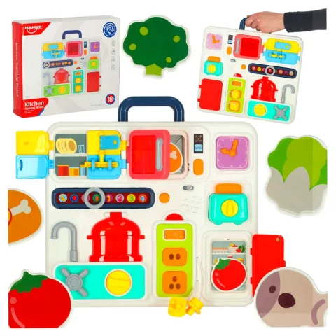 Tablica manipulacyjna sensoryczna montessori kuchnia zegar światło dźwięk