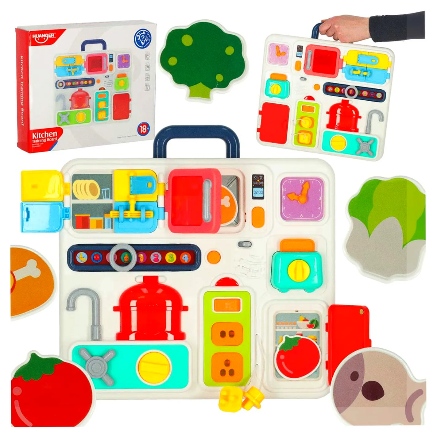 Tablica manipulacyjna sensoryczna montessori kuchnia zegar światło dźwięk