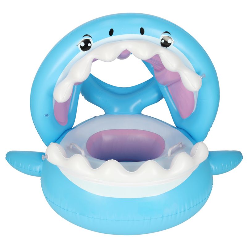 Kółko do pływania koło dmuchane dla niemowląt pontonik dla dzieci z siedziskiem z daszkiem rekin 23kg - obrazek 3