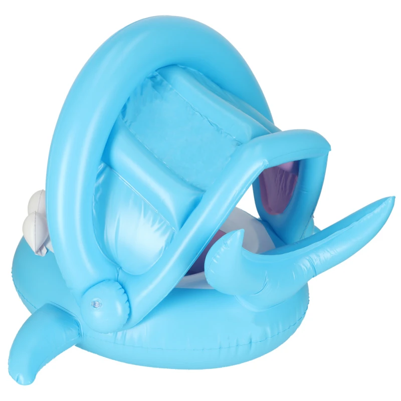 Kółko do pływania koło dmuchane dla niemowląt pontonik dla dzieci z siedziskiem z daszkiem rekin 23kg - obrazek 5