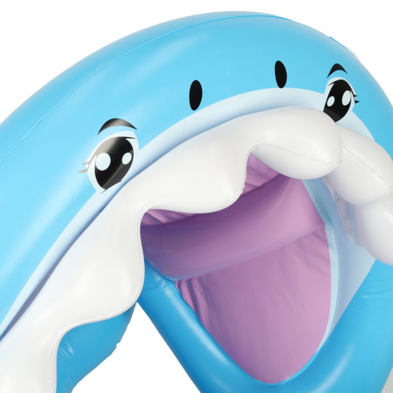 Kółko do pływania koło dmuchane dla niemowląt pontonik dla dzieci z siedziskiem z daszkiem rekin 23kg - obrazek 7