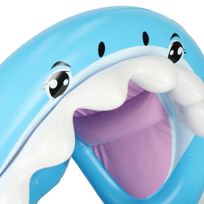Kółko do pływania koło dmuchane dla niemowląt pontonik dla dzieci z siedziskiem z daszkiem rekin 23kg - obrazek 7