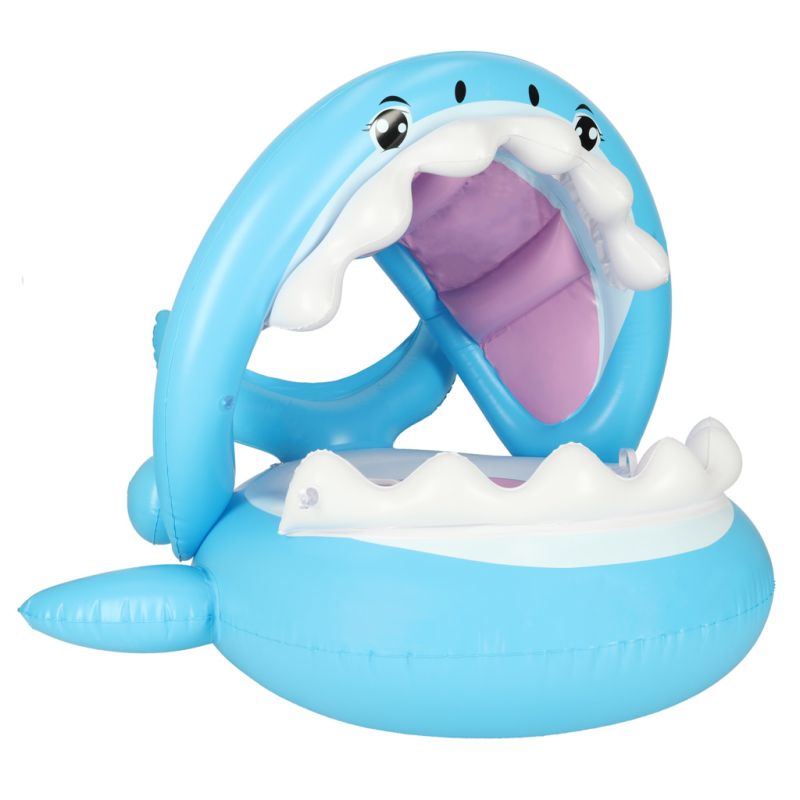 Kółko do pływania koło dmuchane dla niemowląt pontonik dla dzieci z siedziskiem z daszkiem rekin 23kg - obrazek 9
