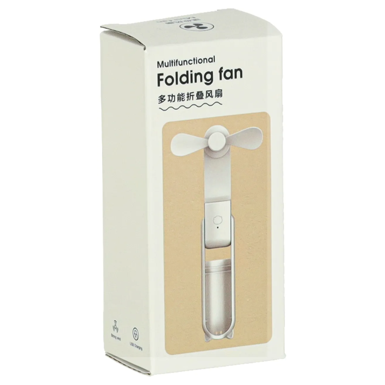 Wiatrak biurkowy wentylator mini ręczny składany wiatraczek przenośny USB biały - obrazek 15
