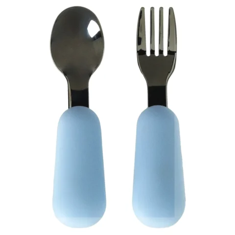 Naczynia silikonowe dla dzieci niemowląt zestaw stołowy 4 elementów miś niebieski