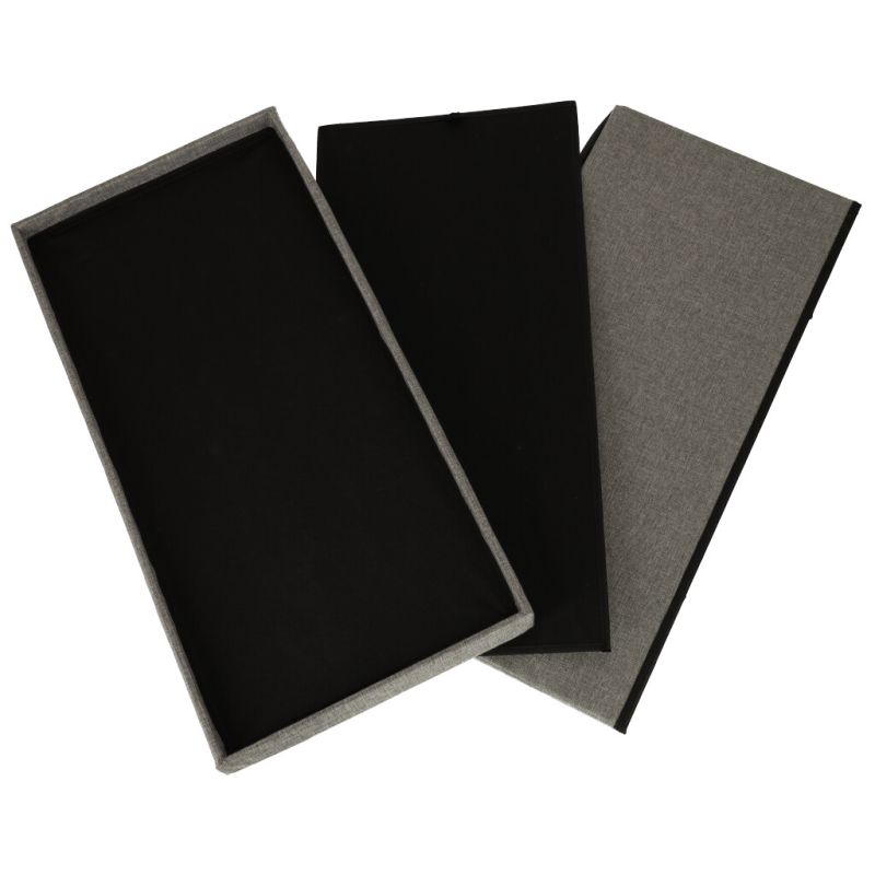 Puf składany ze schowkiem otwierany do siedzenia podnóżek szary duży 76x38x38cm - obrazek 4