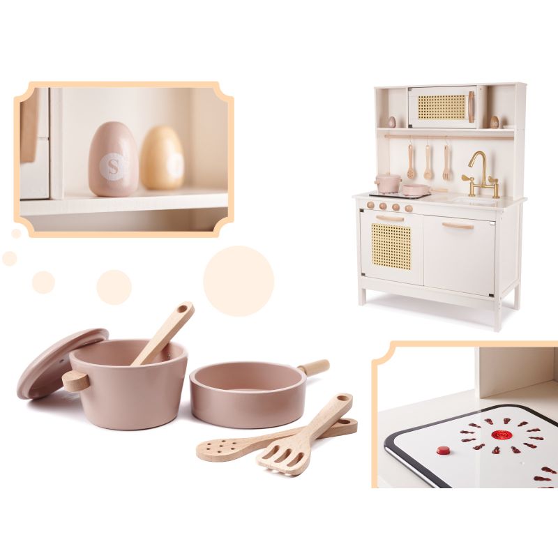 Kuchnia dla dzieci drewniana MDF retro z akcesoriami BOHO 100cm - obrazek 2