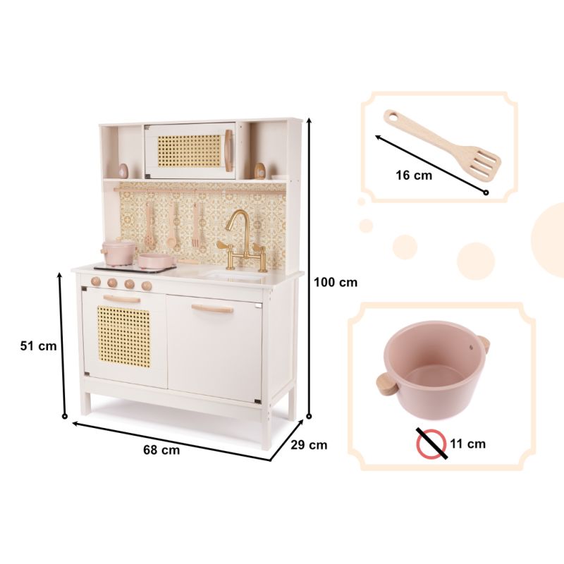 Kuchnia dla dzieci drewniana MDF retro z akcesoriami BOHO 100cm - obrazek 14