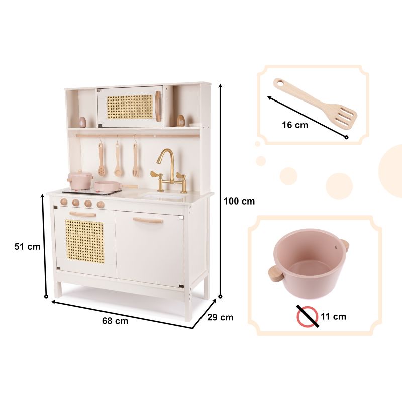 Kuchnia dla dzieci drewniana MDF retro z akcesoriami BOHO 100cm - obrazek 3