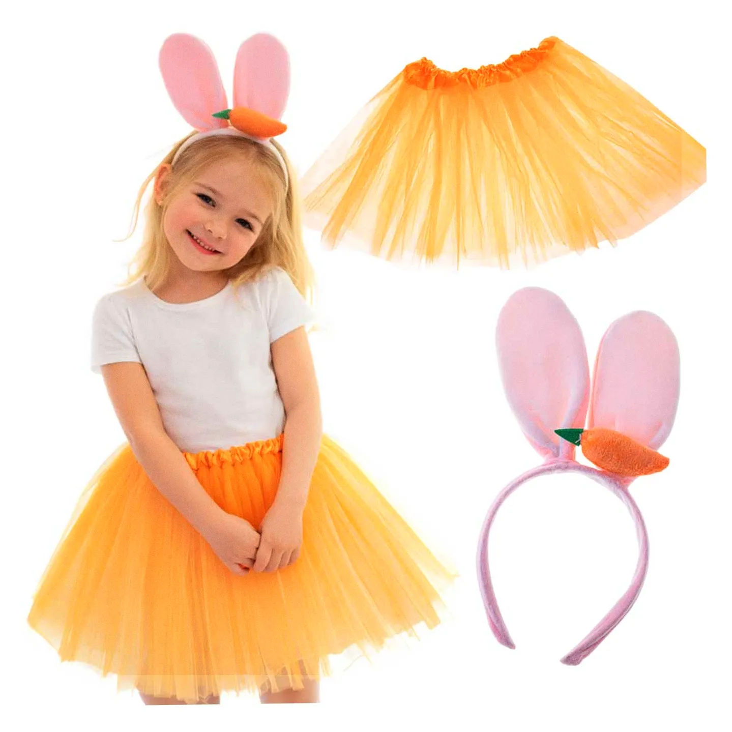 Kostium strój karnawałowy króliczek spódniczka tiulowa opaska marchewka - obrazek 6