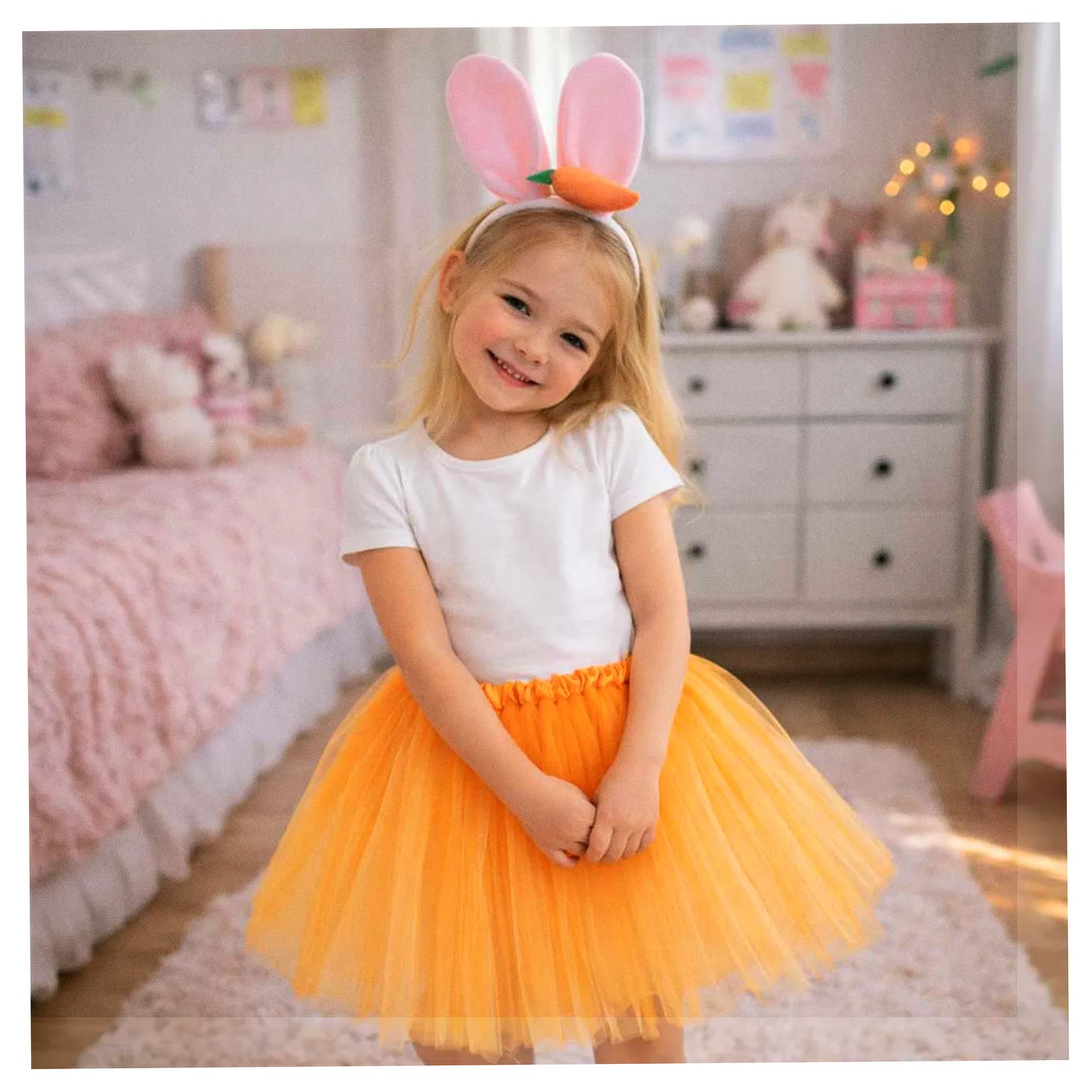 Kostium strój karnawałowy króliczek spódniczka tiulowa opaska marchewka - obrazek 7