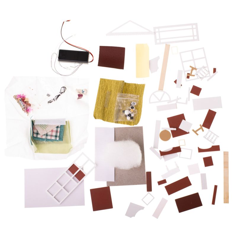 Domek dla lalek drewniany salon model do złożenia LED 8008-A 20,6cm - obrazek 5