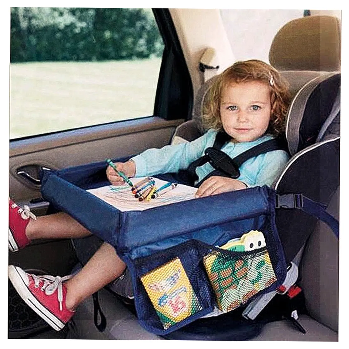 Stolik podróżny wodoodporny do fotelika samochodowego czarny - obrazek 7