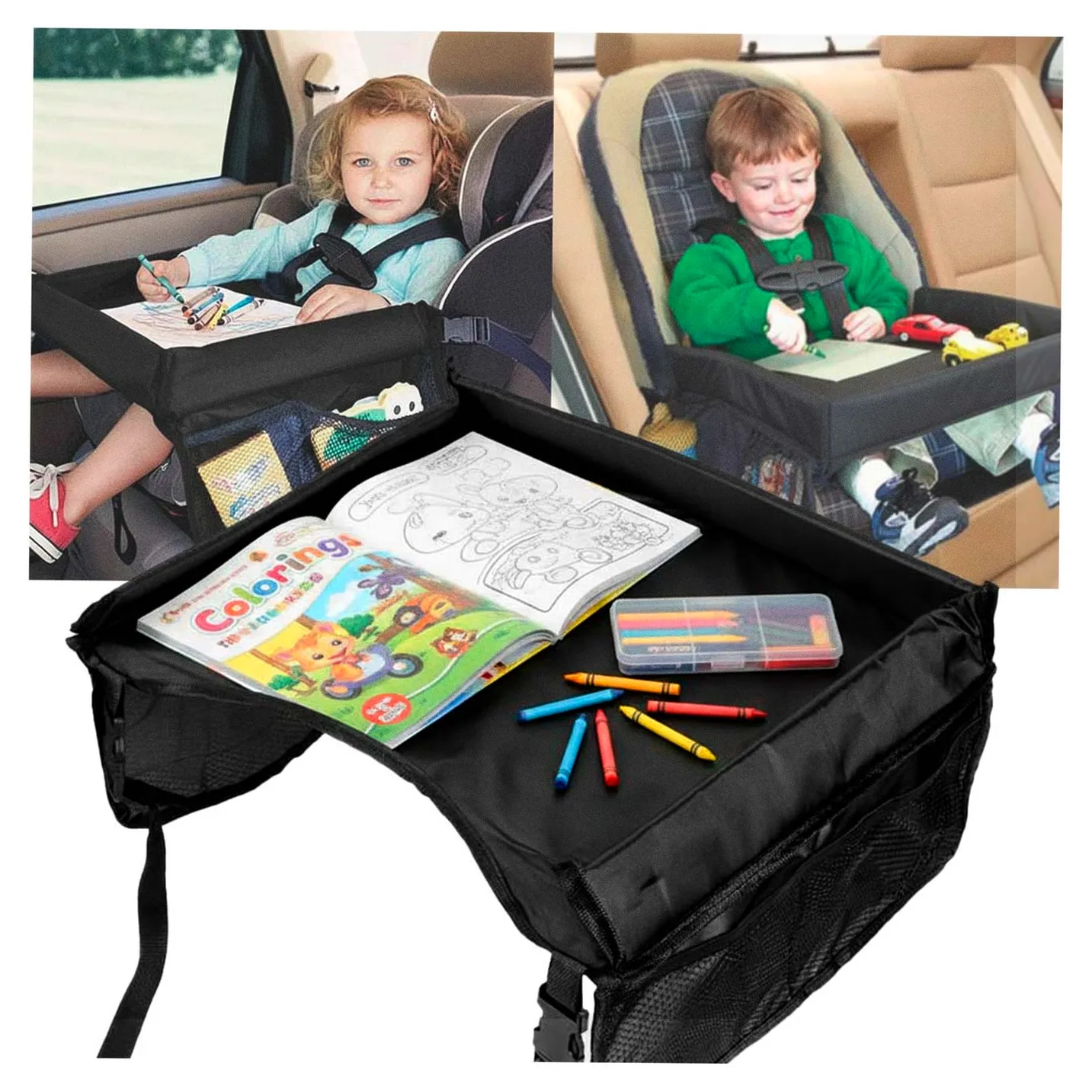 Stolik podróżny wodoodporny do fotelika samochodowego czarny - obrazek 10