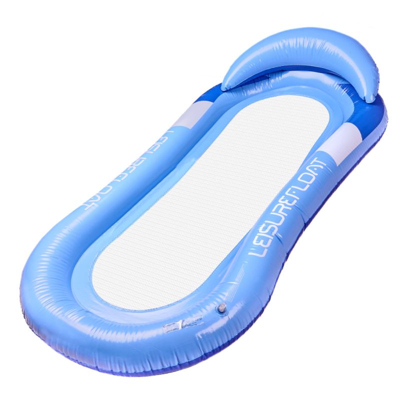 Materac dmuchany do pływania basenu wodny z siatką niebieski - obrazek 7