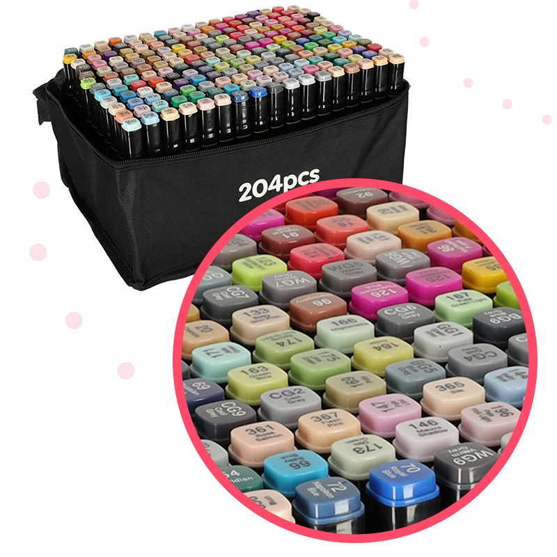 Markery dwustronne mazaki alkoholowe w etui 204 + podstawka - obrazek 2