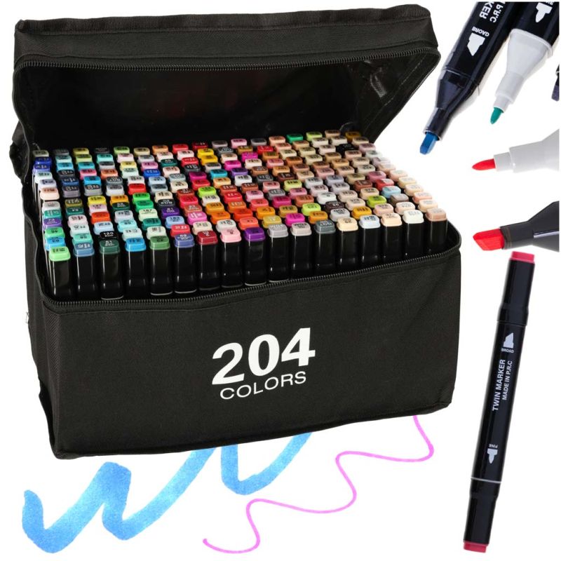 Markery dwustronne mazaki alkoholowe w etui 204 + podstawka - obrazek 10