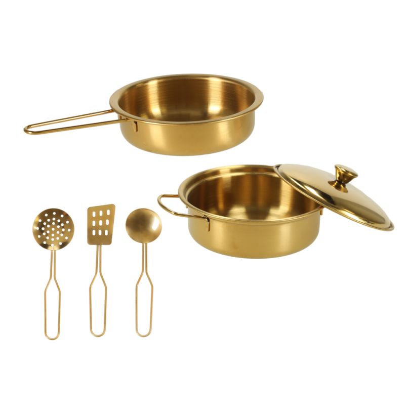 Kuchnia dla dzieci drewniana LULILO ORO z lodówką tablicą kredową złota - obrazek 10