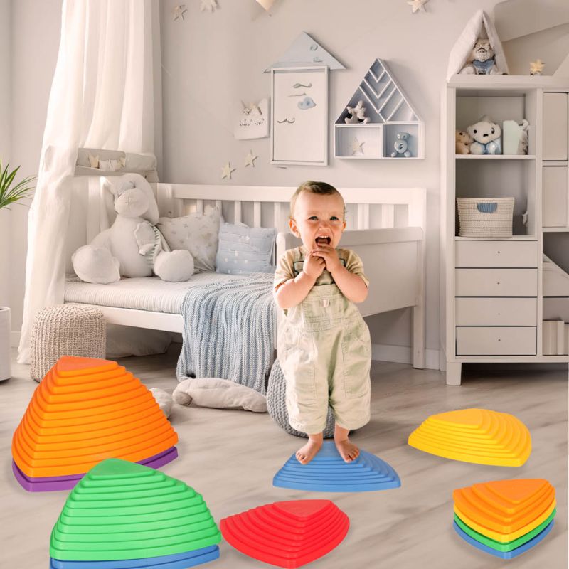 Ścieżka sensoryczna kamienie rzeczne do treningu równowagi podłoga to lawa gra 11 elementów kolorowa - obrazek 12