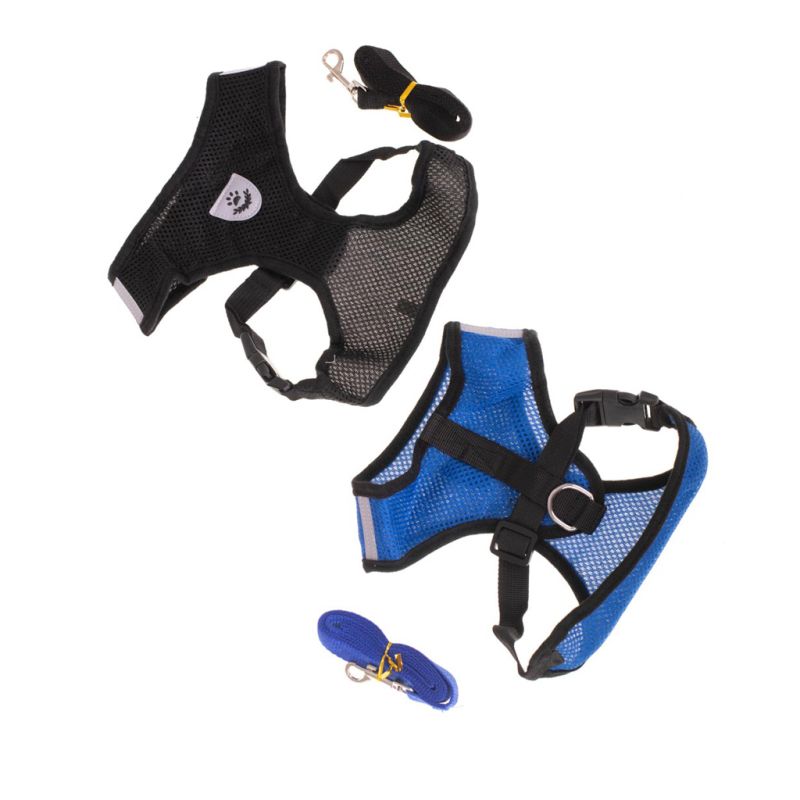 Szelki bezuciskowe spacerowe regulowane odblask dla psa kota + smycz rozmiar XL - obrazek 5