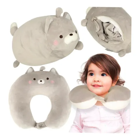 Poduszka podróżna 2w1 rogal pod kark do samolotu samochodu maskotka kot