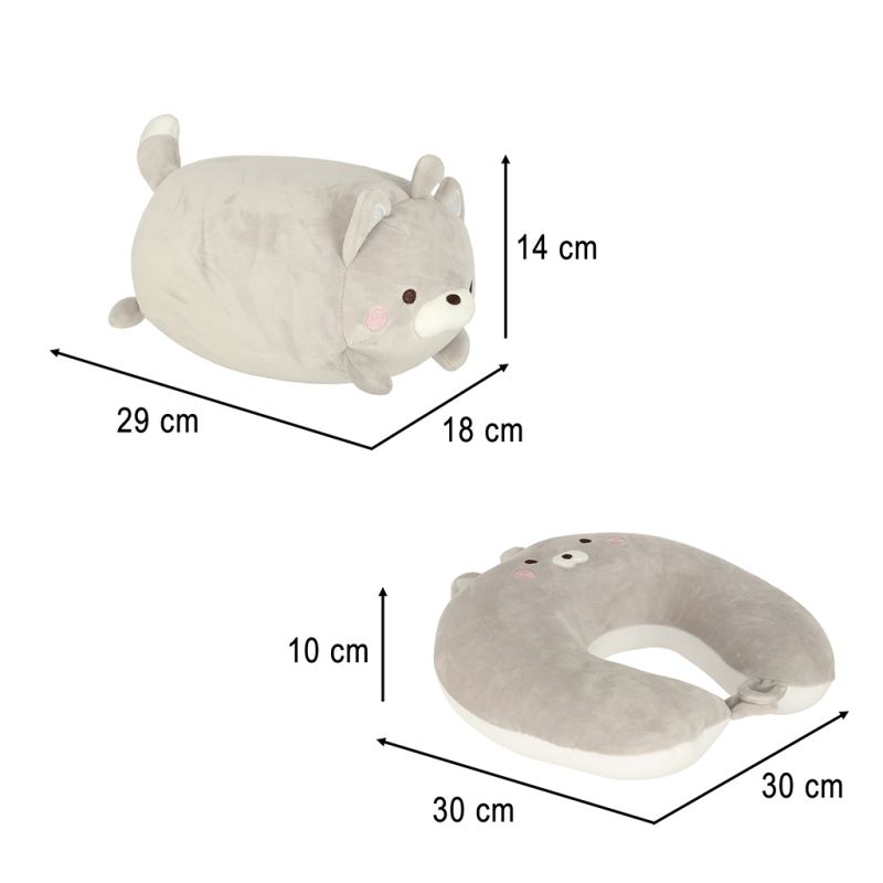 Poduszka podróżna 2w1 rogal pod kark do samolotu samochodu maskotka kot - obrazek 17