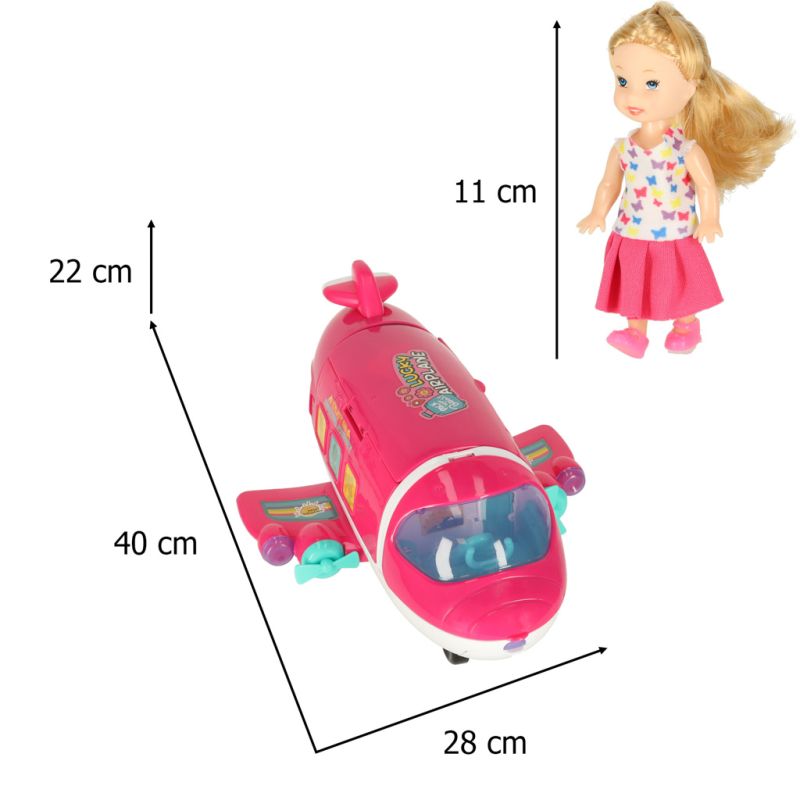 Samolot dla lalek pasażerski 2w1 rozkładany akcesoria różowy - obrazek 11