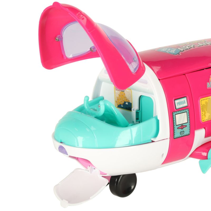 Samolot dla lalek pasażerski 2w1 rozkładany akcesoria różowy - obrazek 7