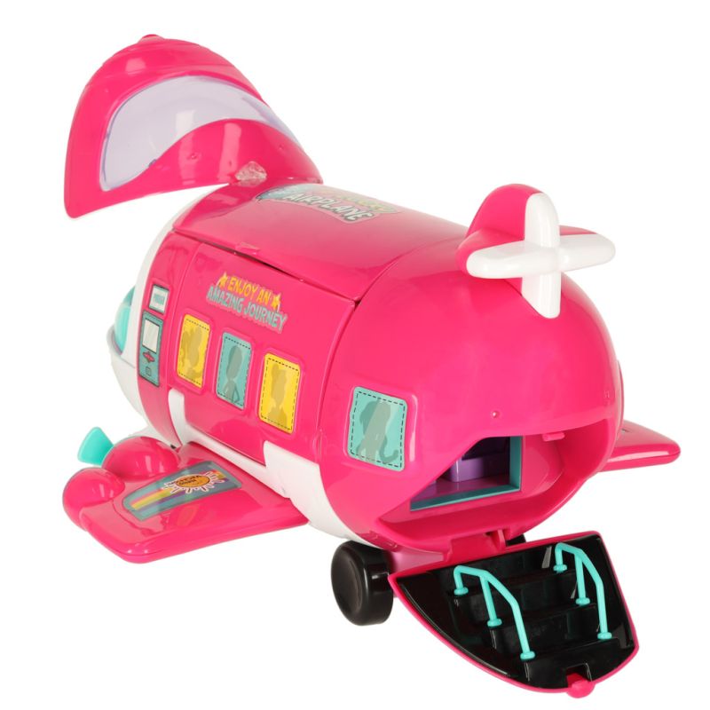 Samolot dla lalek pasażerski 2w1 rozkładany akcesoria różowy - obrazek 8