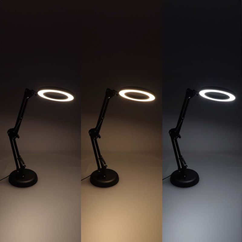 Lampka na biurko biurkowa LED z lupą szkło powiększające obrotowy wysięgnik 2 sposoby mocowania - obrazek 12