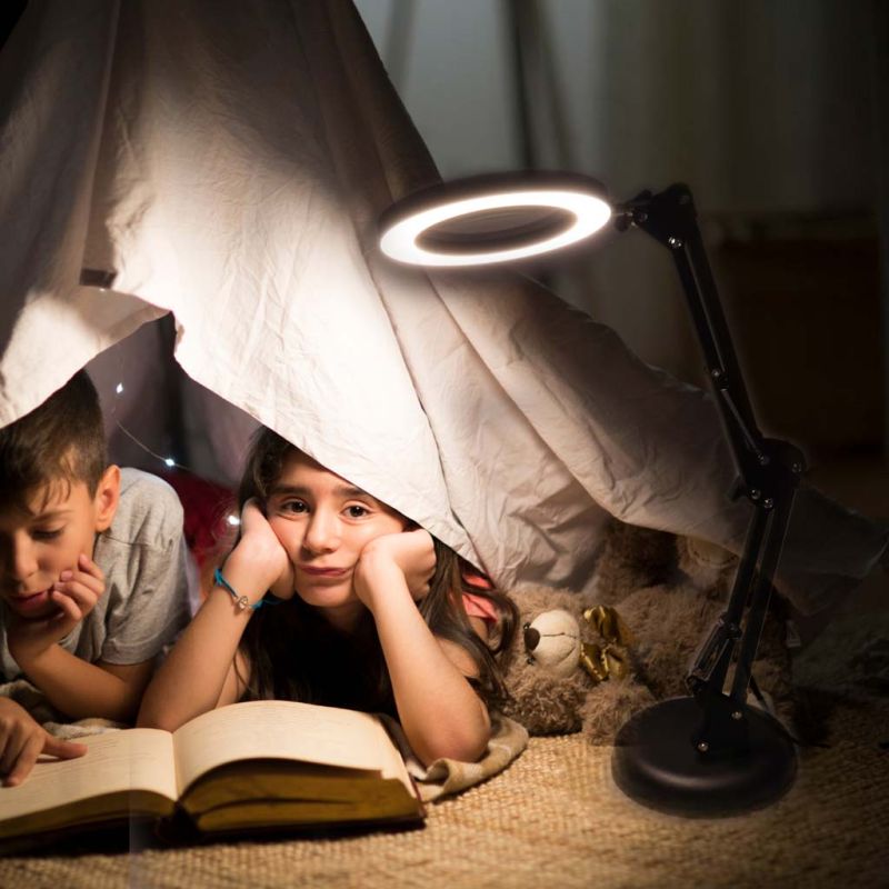 Lampka na biurko biurkowa LED z lupą szkło powiększające obrotowy wysięgnik 2 sposoby mocowania - obrazek 14