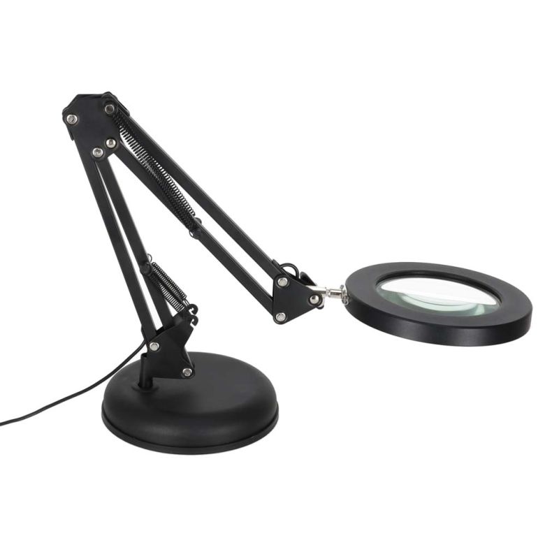 Lampka na biurko biurkowa LED z lupą szkło powiększające obrotowy wysięgnik 2 sposoby mocowania - obrazek 4