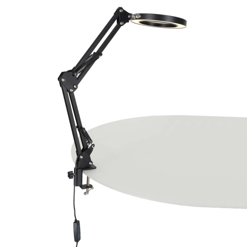 Lampka na biurko biurkowa LED z lupą szkło powiększające obrotowy wysięgnik 2 sposoby mocowania - obrazek 6