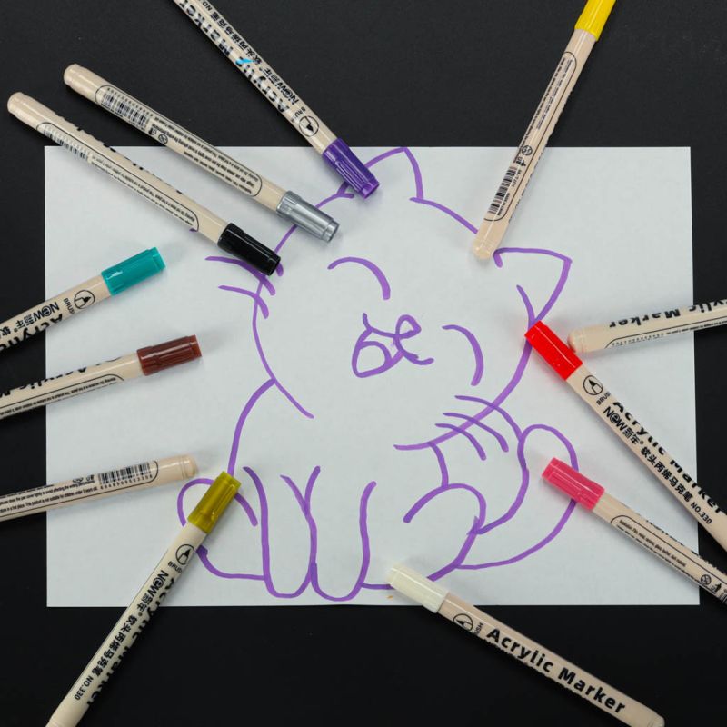 Markery akrylowe do tkanin kamieni pisaki flamastry mazaki wodoodporne DIY 12 szt. - obrazek 6