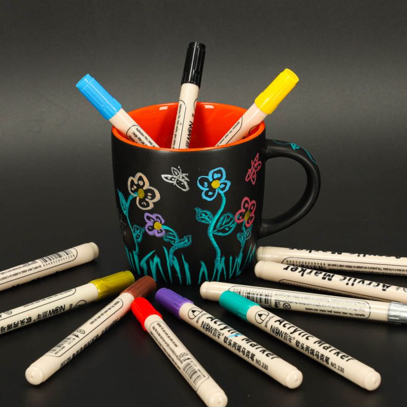 Markery akrylowe do tkanin kamieni pisaki flamastry mazaki wodoodporne DIY 12 szt. - obrazek 9