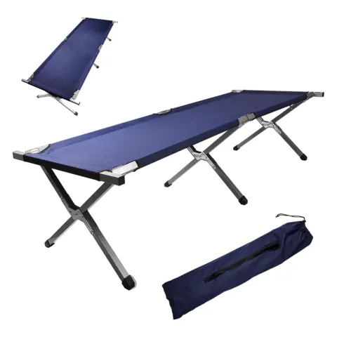 Łóżko polowe LUARO składane turystyczne kanadyjka XXL niebieskie 150kg