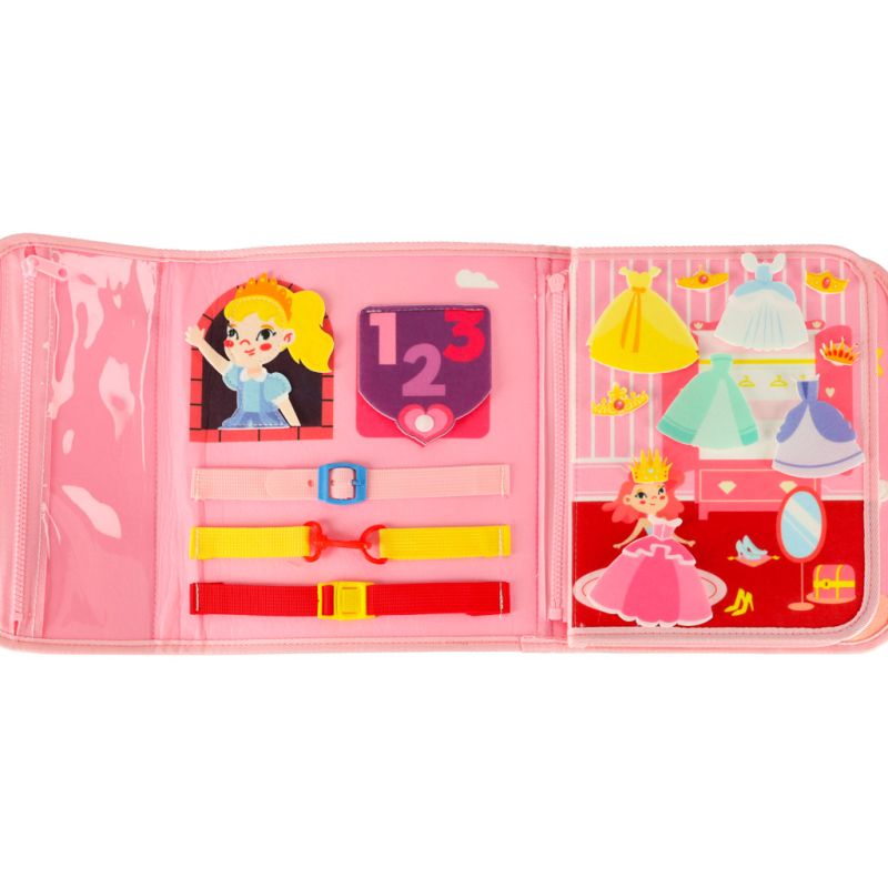 Tablica manipulacyjna sensoryczna montessori walizka plecak różowa - obrazek 8