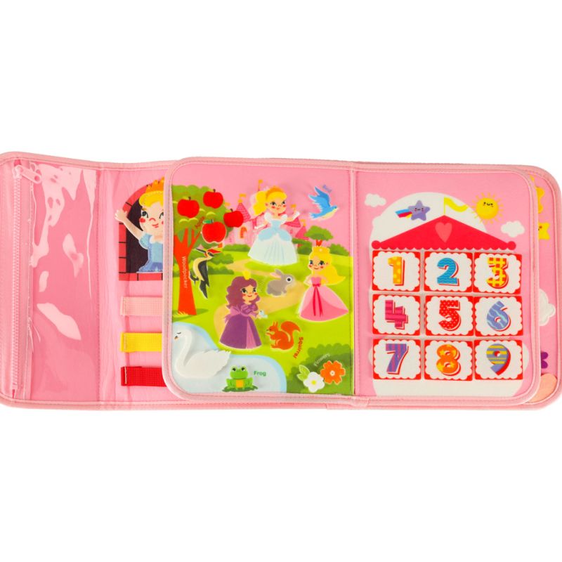Tablica manipulacyjna sensoryczna montessori walizka plecak różowa - obrazek 9