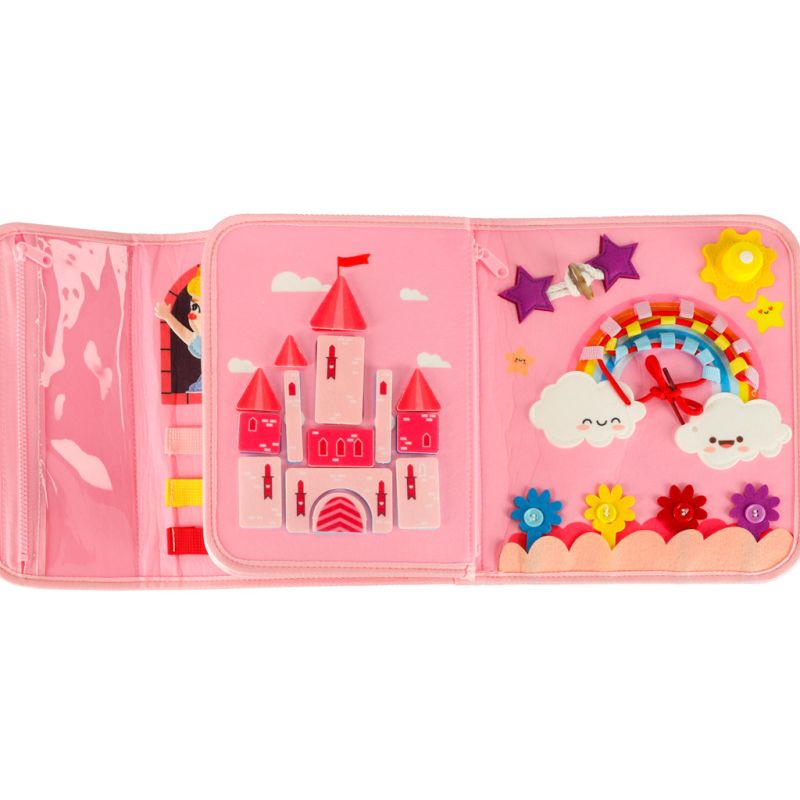 Tablica manipulacyjna sensoryczna montessori walizka plecak różowa - obrazek 10