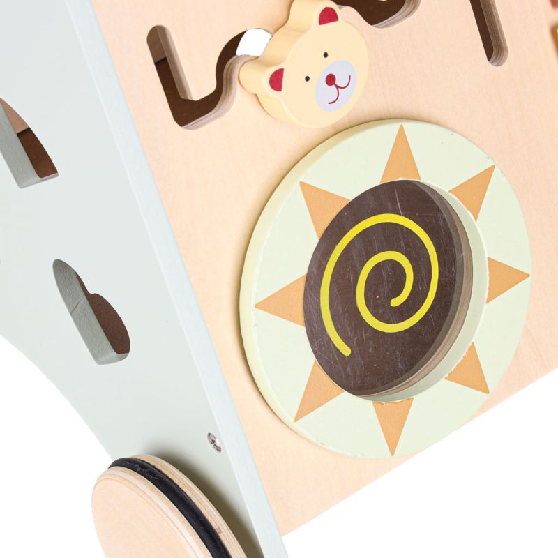 Pchacz dla dziecka chodzik drewniany z liczydłem niebieski - obrazek 13