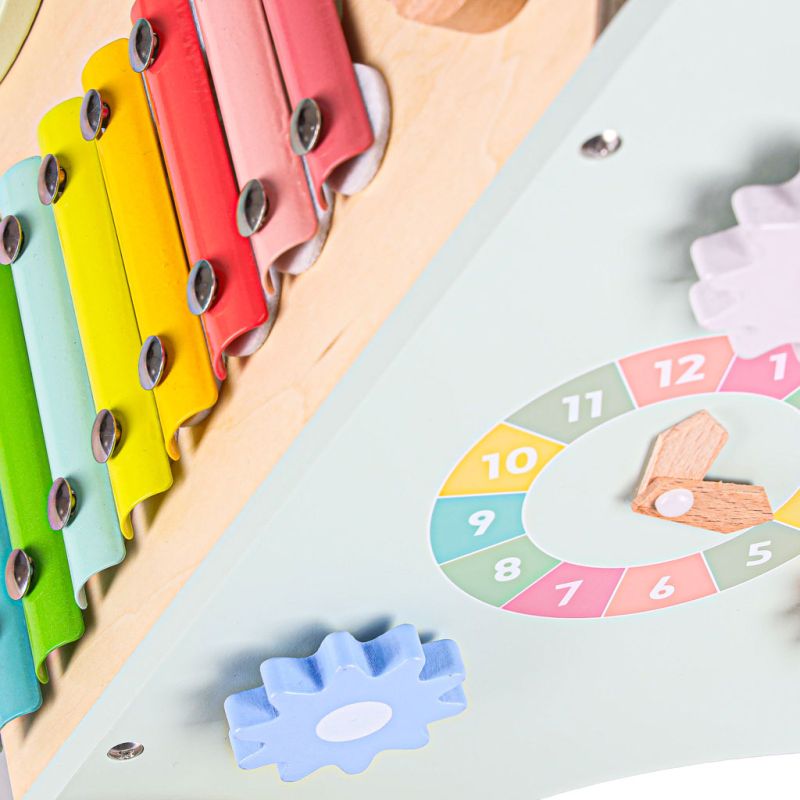 Pchacz dla dziecka chodzik drewniany z liczydłem niebieski - obrazek 15