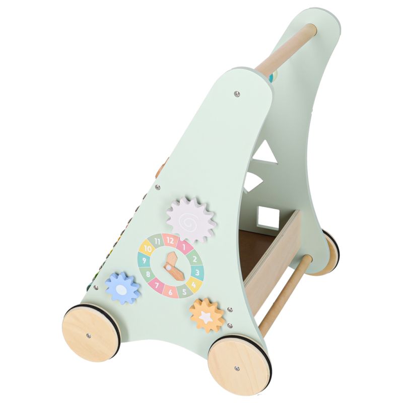 Pchacz dla dziecka chodzik drewniany z liczydłem niebieski - obrazek 6