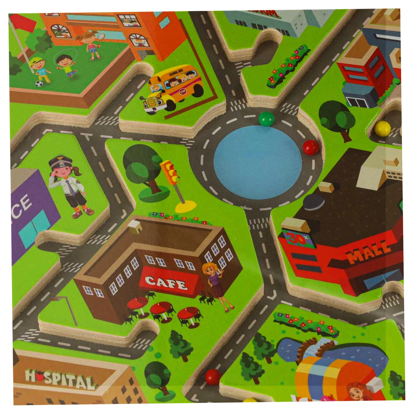 Gra labirynt magnetyczna planszowa drewniana do podróży duże miasto 2 graczy - obrazek 6