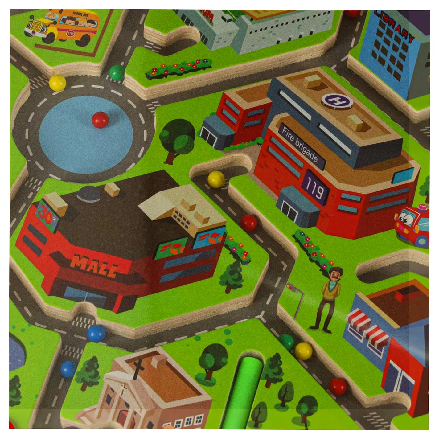 Gra labirynt magnetyczna planszowa drewniana do podróży duże miasto 2 graczy - obrazek 7