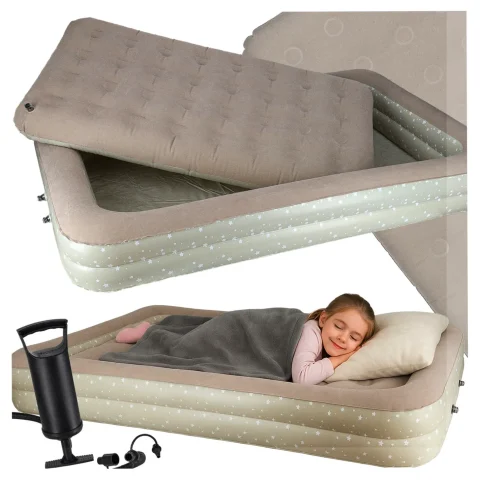 Łóżko dziecięce materac dmuchany do spania turystyczny pompka 140cm x 90cm