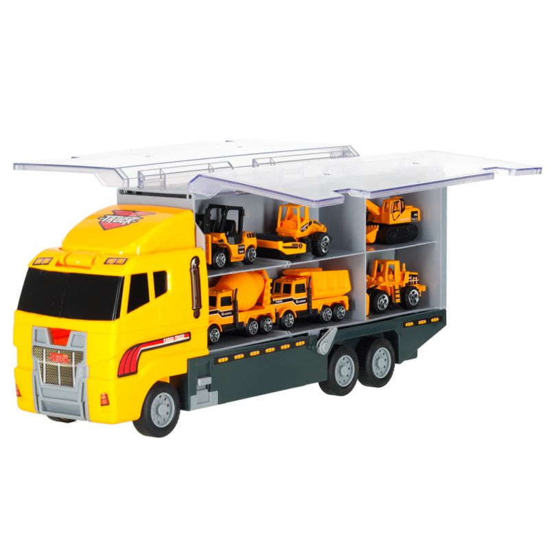 Transporter ciężarówka TIR wyrzutnia + metalowe auta maszyny budowlane - obrazek 5