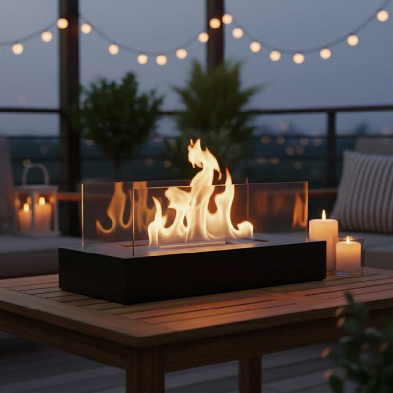 Biokominek wolnostojący stołowy bezdymny na biopaliwo prostokątny - obrazek 8