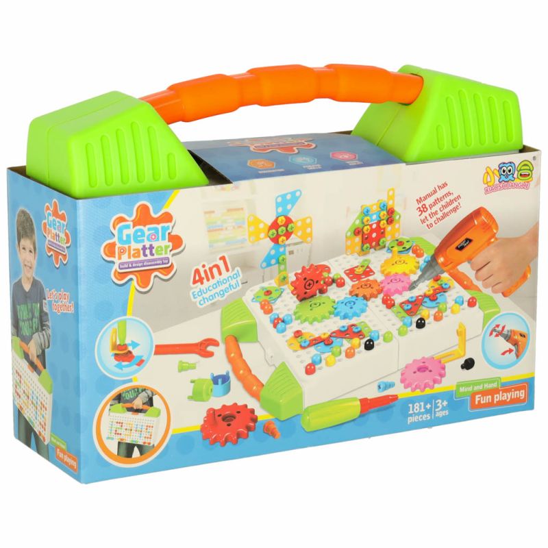 Wkrętarka wiertarka śrubki klocki konstrukcyjne zestaw majsterkowicza walizka 181 elementów - obrazek 15